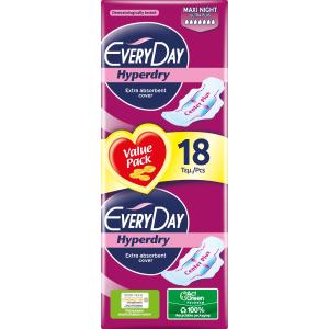 EveryDay Hyperdry Дамски превръзки Maxi Night Ultra Plus Value Pack 18 бр.