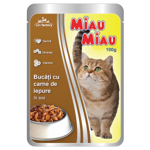Miau Miau Пауч за котки със заек 100г