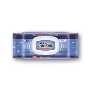 WET HANKIES CLEAN Антибактериални мокри кърпички за ръце, 72 бр.