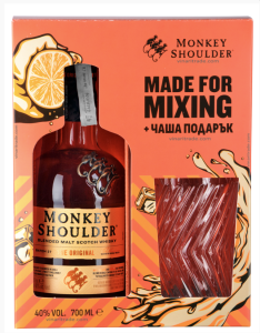 Monkey Shoulder (Мънки Шоулдър) Шотландско уиски Blended Malt 700 мл с чаша
