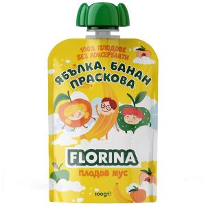 8бр.  Плодов Мус Florina Ябълка, Банан и Праскова