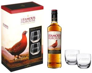 The Famous Grouse ( Феймъс Граус ) Шотландско уиски 700 мл с 2 чаши (подаръчен комплект)