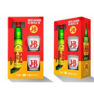 J&B ( Джи Би ) Шотландско уиски Rare 700 мл с 2 чаши