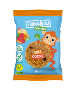 Frank & Oli Детска Мека Бисквита Бадемово Масло, Ягода и Банан 35 г